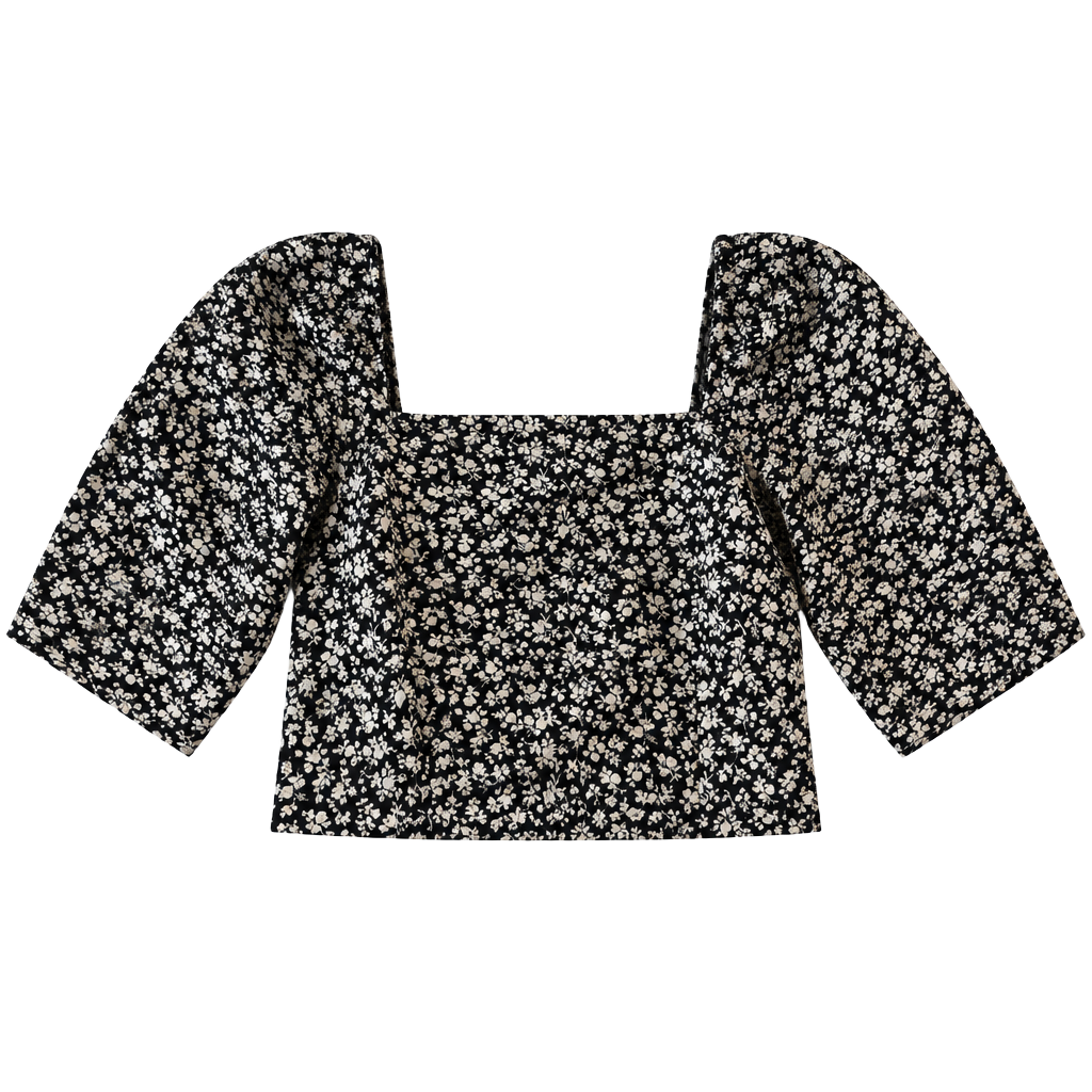 Levis Yvie Floral Puff Sleeve Crop Blouse Size L 1