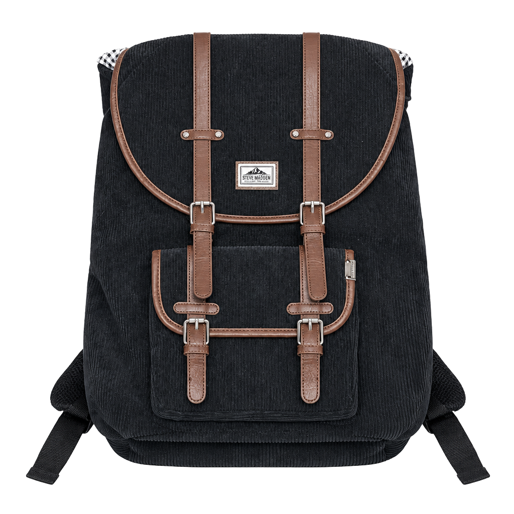 Steve Madden Barnett Avenue Black Corduroy Backpack 1