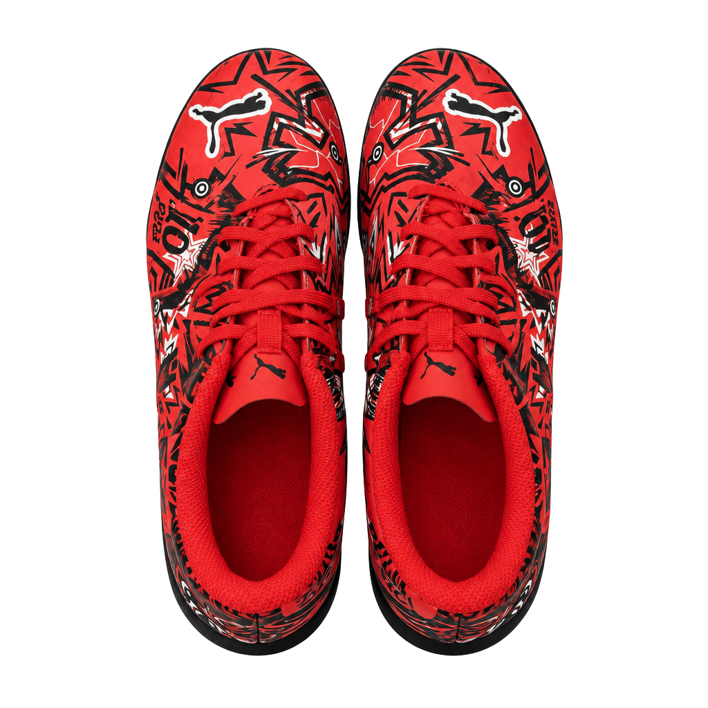 Puma Soccer Shoes Size 4 Red Black Turf Cleats 107492-01 1