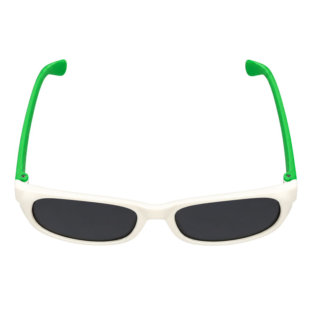 Retro Wayfarer Sunglasses White Frame Neon Green Arms 1