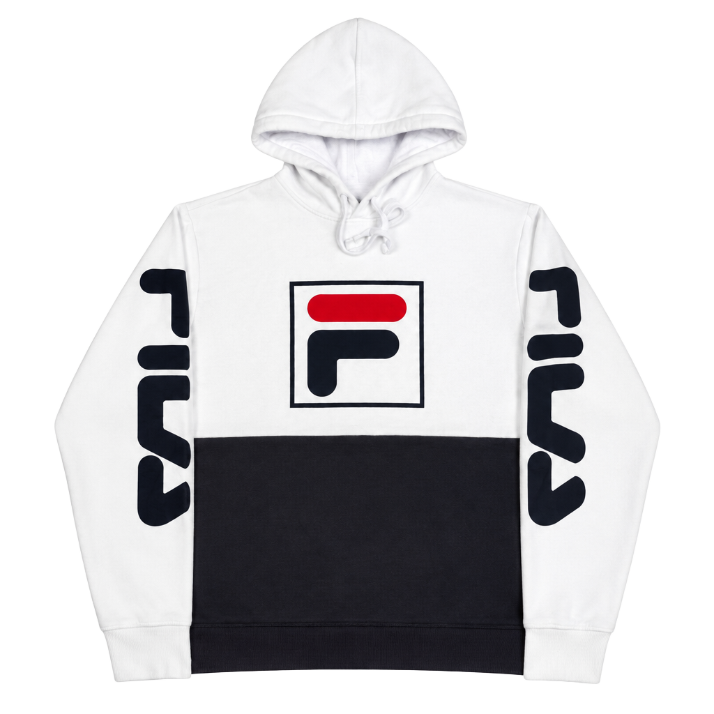 FILA Marzio White Navy Pullover Hoodie Size L 1