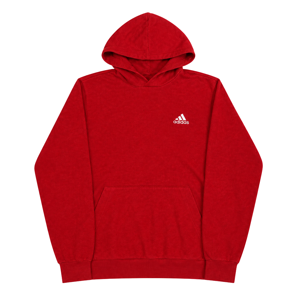 Vintage 2000s Adidas Embroidered Logo Red White Hoodie Size L 1