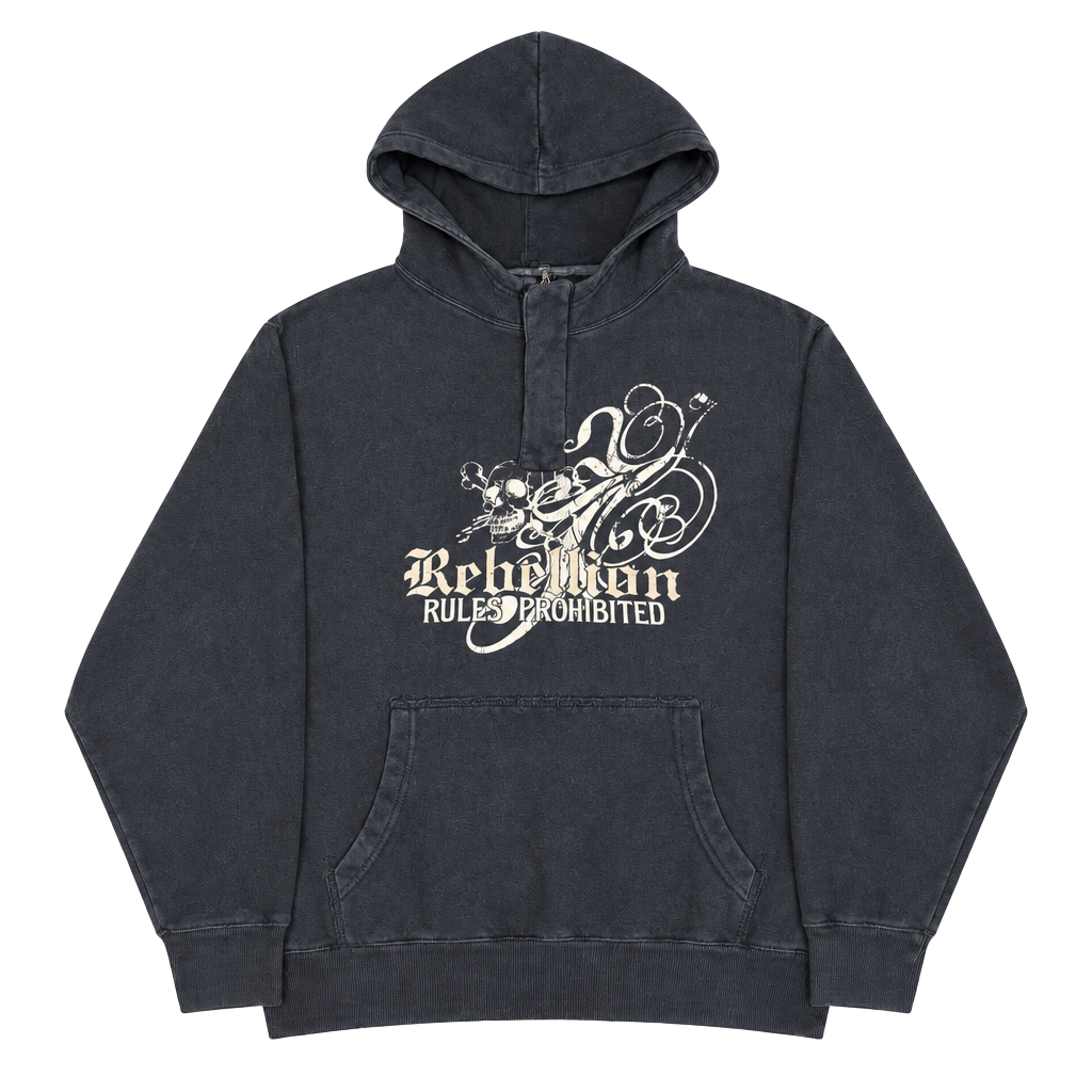 Route 66 2000s Rebellion Skull Dark Grey Hoodie Size XL 1