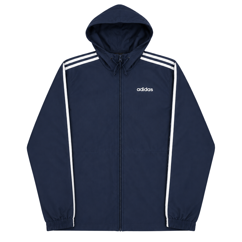 Adidas Essentials 3-Stripes Navy White Windbreaker Size S 1
