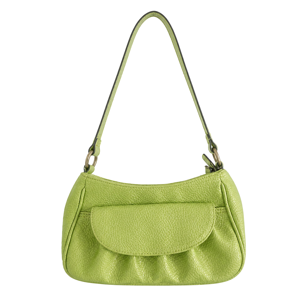 Mondani New York Green Textured Faux Leather Shoulder Bag with Flap Pocket 1