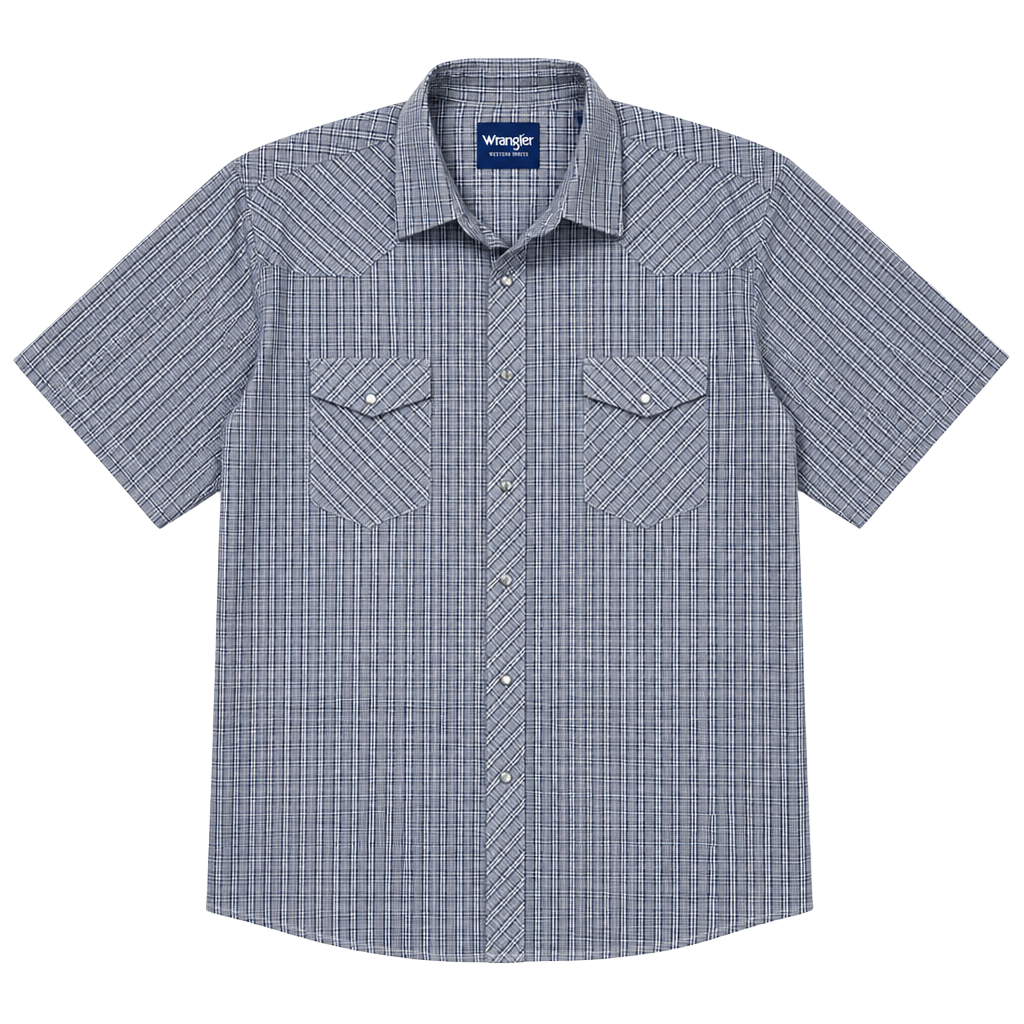 Wrangler Western Shirt Size 3X Blue Plaid Short Sleeve 1