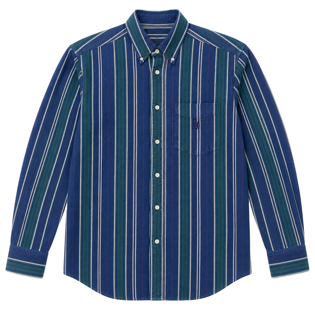 Duck Head Striped Button Down Shirt Size L Blue Green Long Sleeve 1