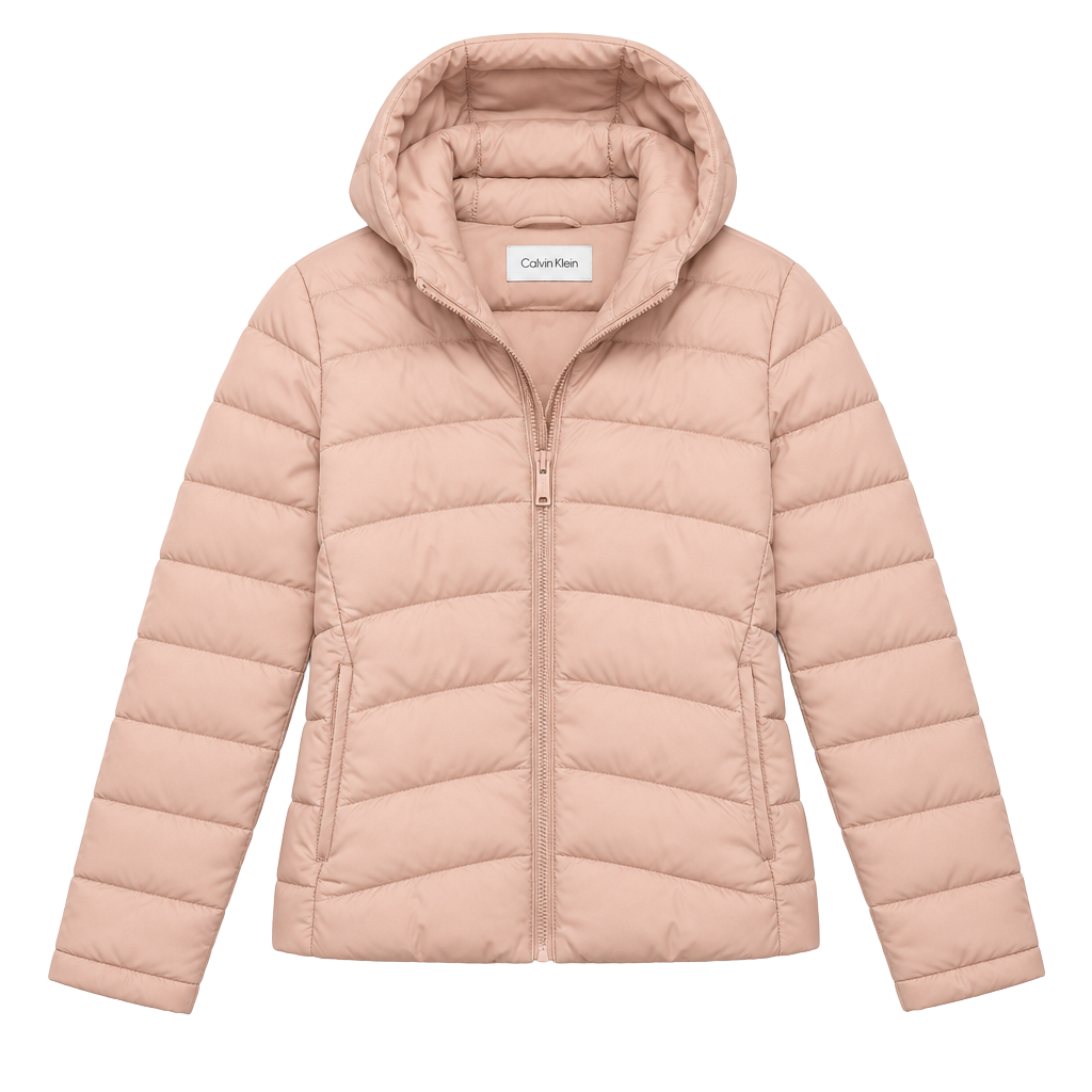 Women M Medium Soft Pink Zip Hooded Fleece-Lined Puffer Coat ..., 1