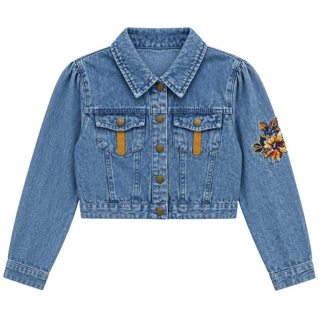 Limited Too Denim Jacket Size 10 Embroidered Floral 1