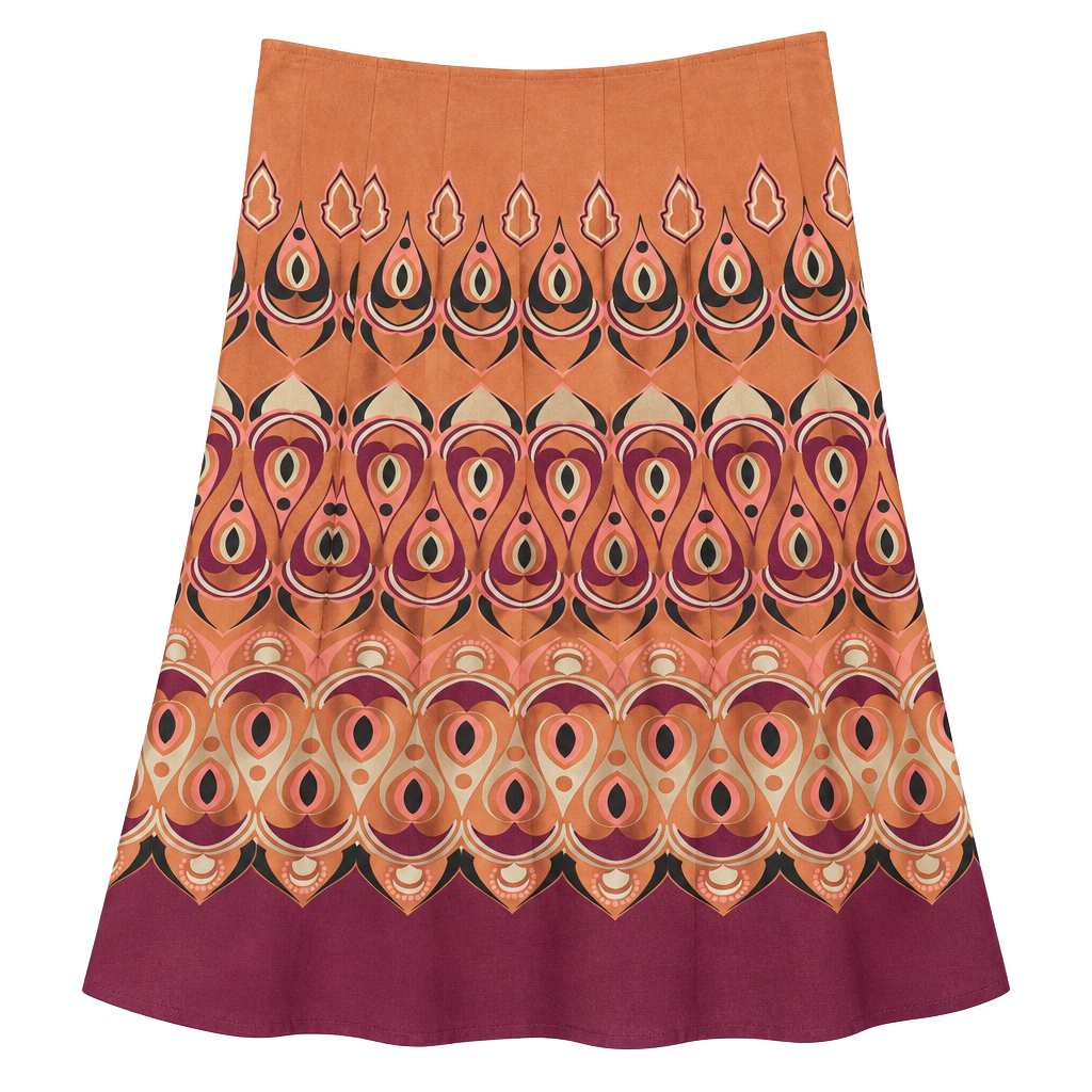 Axcess Liz Claiborne Size 10 Y2K Mod Border Print A-Line Skirt Retro 70s 1