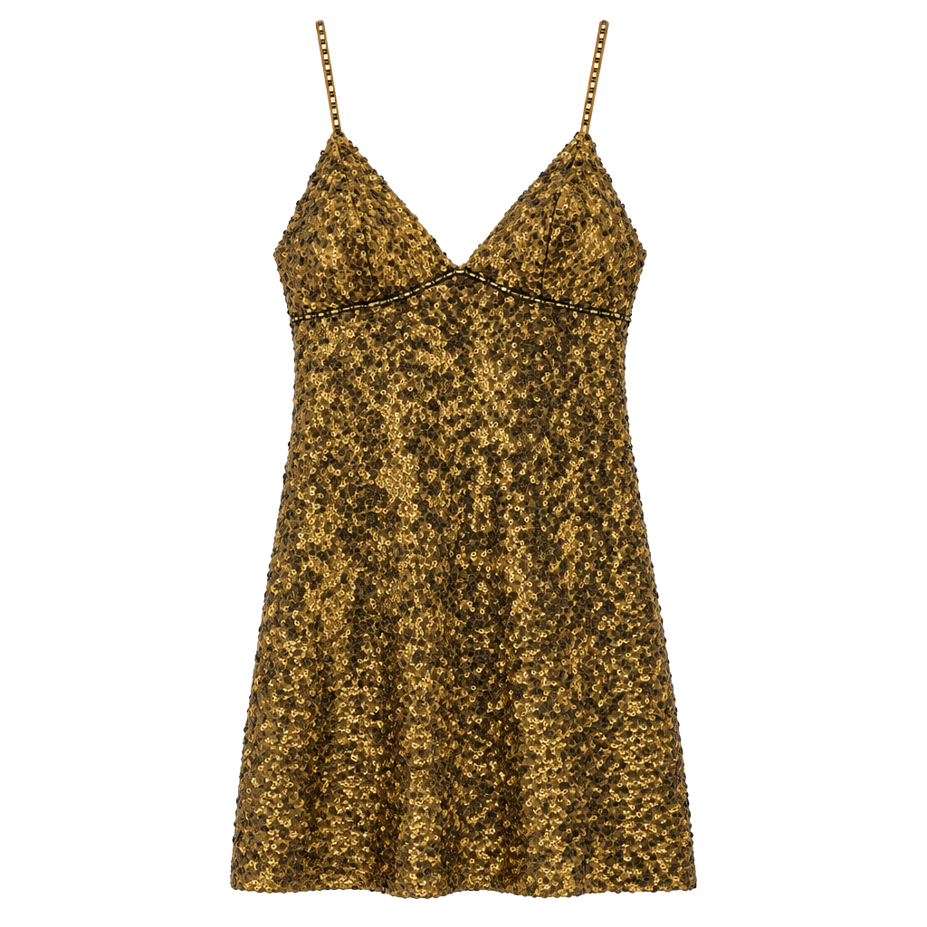 Alberto Makali Size 12 Gold Sequin Homecoming Cocktail Party Dress Y2K Glam 1