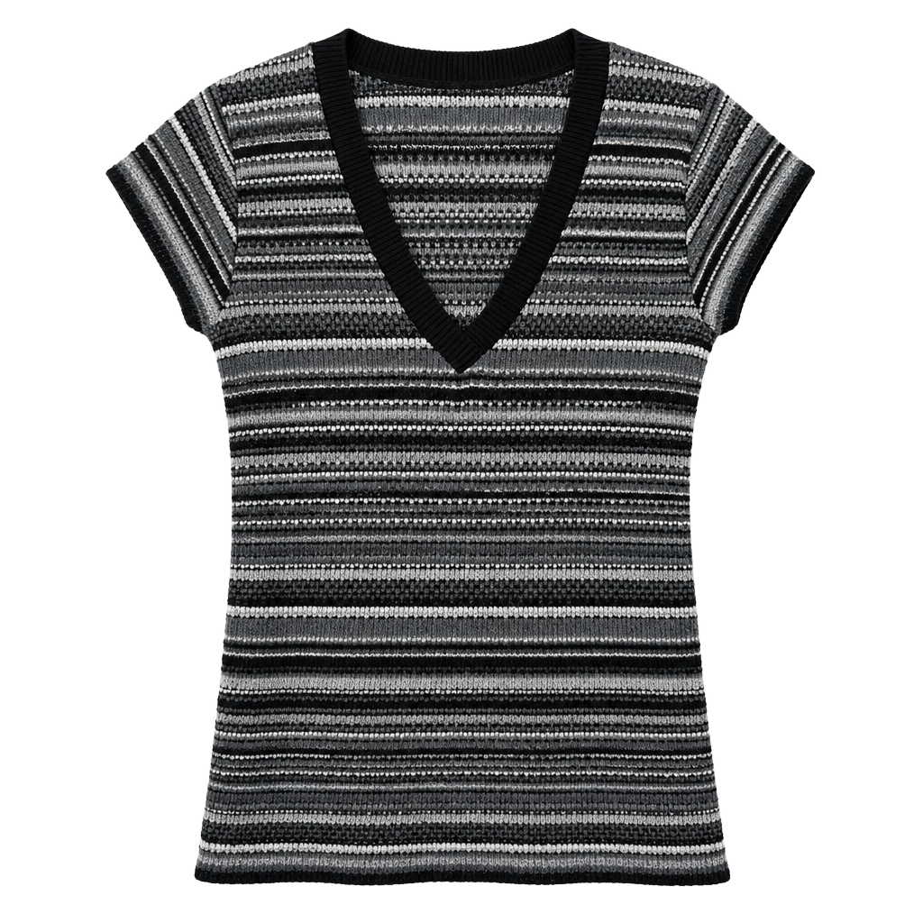 Dots Size Large Black Gray Striped Sweater Tunic Belted Y2K Prep 1