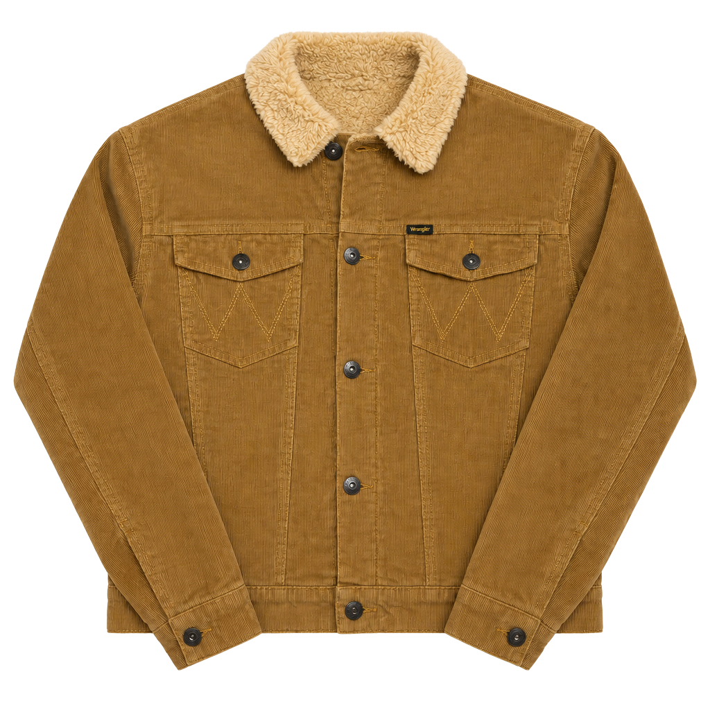 Wrangler Sherpa Lined Corduroy Trucker Jacket Size M Brown 1