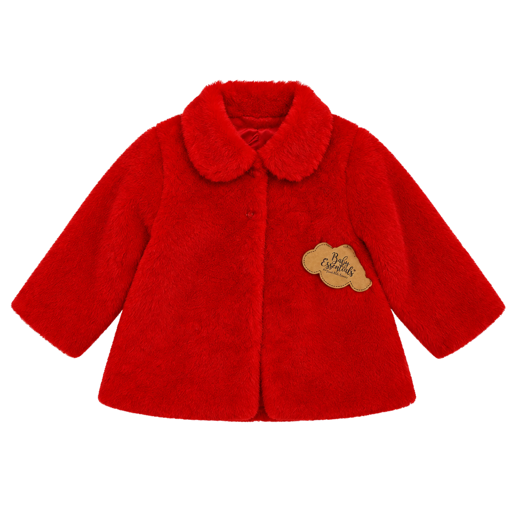 Baby Essentials Faux Fur Coat Size 18M Red Jacket 1