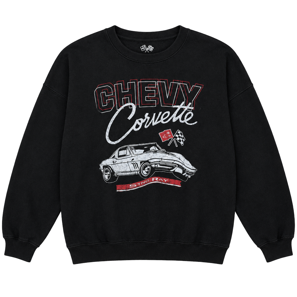 Chevrolet Corvette Sweatshirt Size XXL Black Sting Ray Graphic Crewneck 1