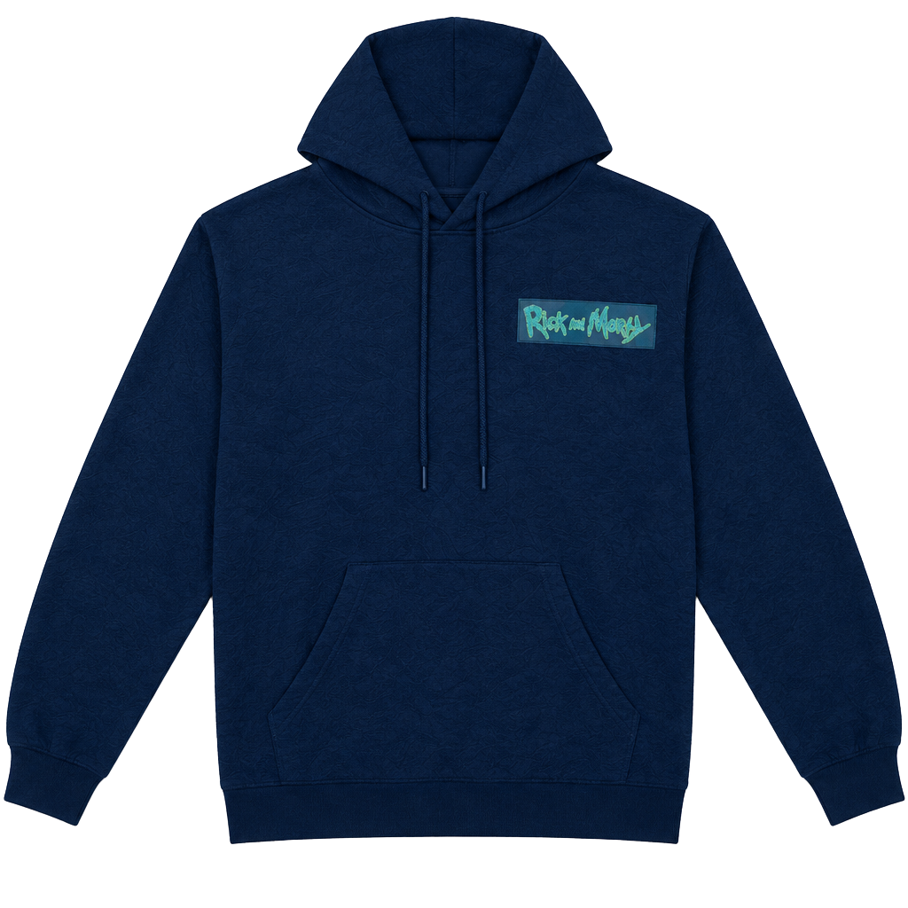 Rick And Morty Hoodie Size L Blue Graphic Spaceship Pullover 1