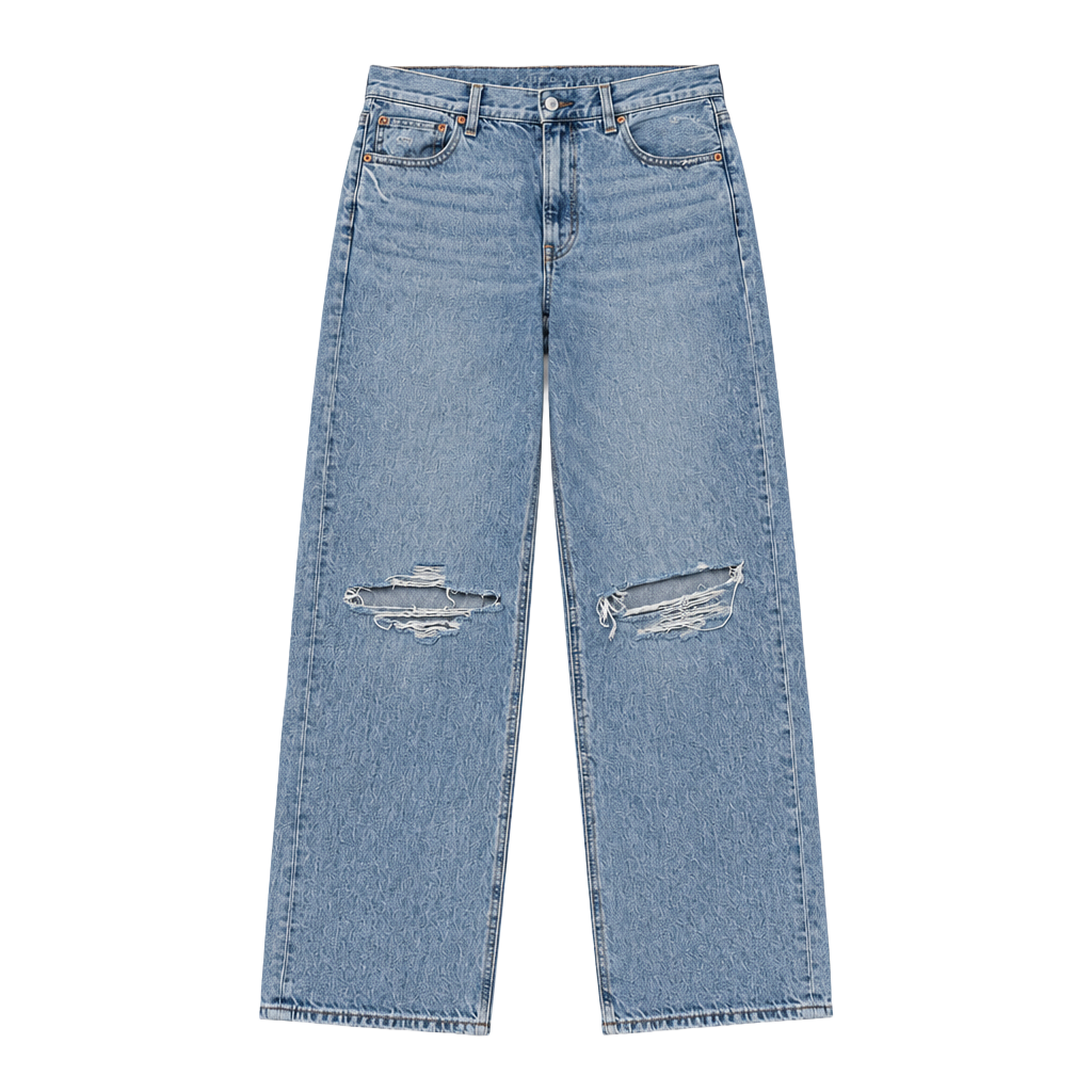 American Eagle Strigid Jeans Size 4 Long Ripped Light Wash Wide Leg 1