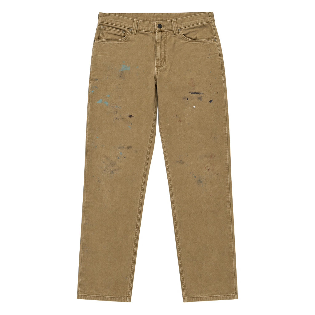 Carhartt Relaxed Fit Work Pants Size 33x34 Brown Paint Splatter Distress 1