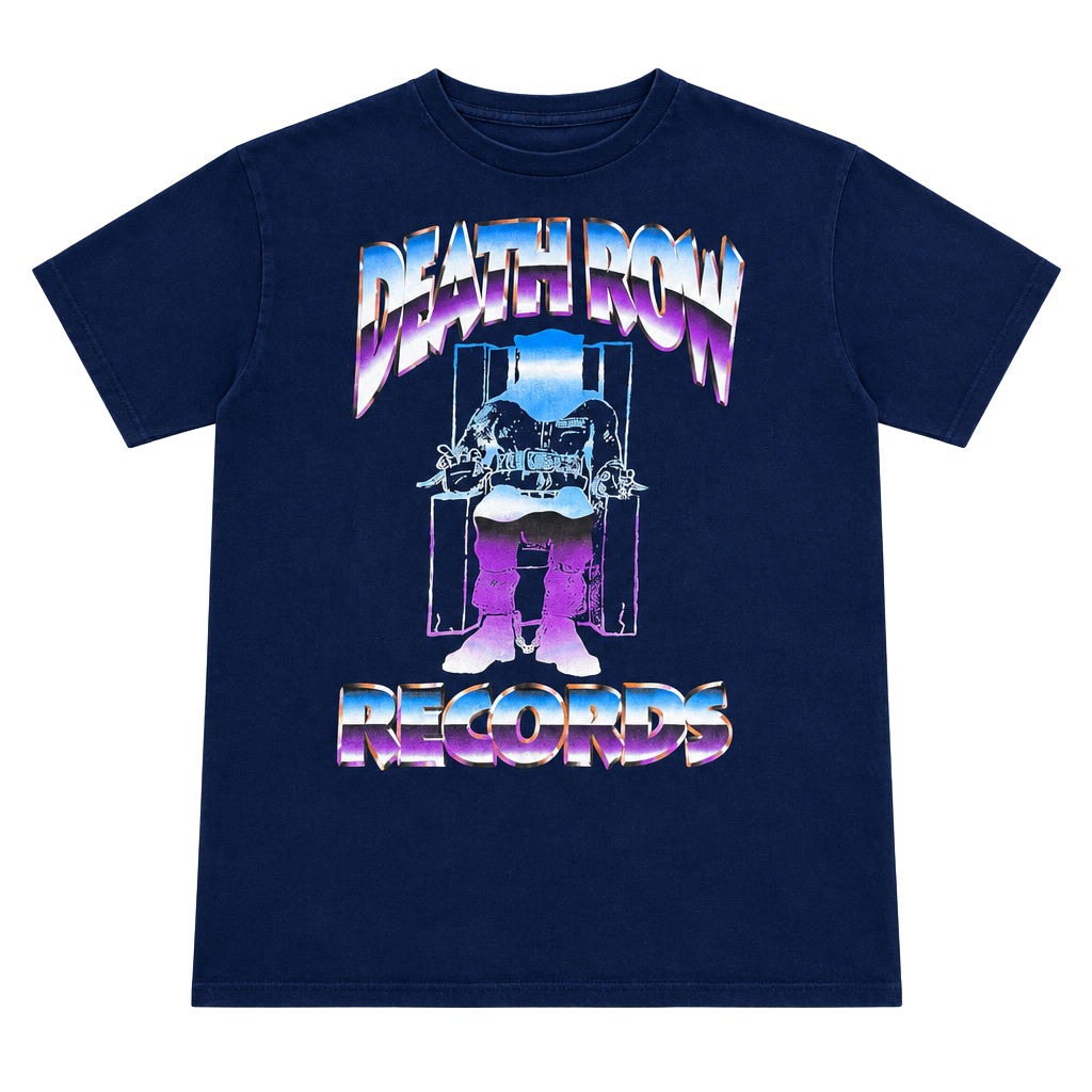 Death Row Records Graphic T-Shirt Navy Blue Short Sleeve Crewneck 1