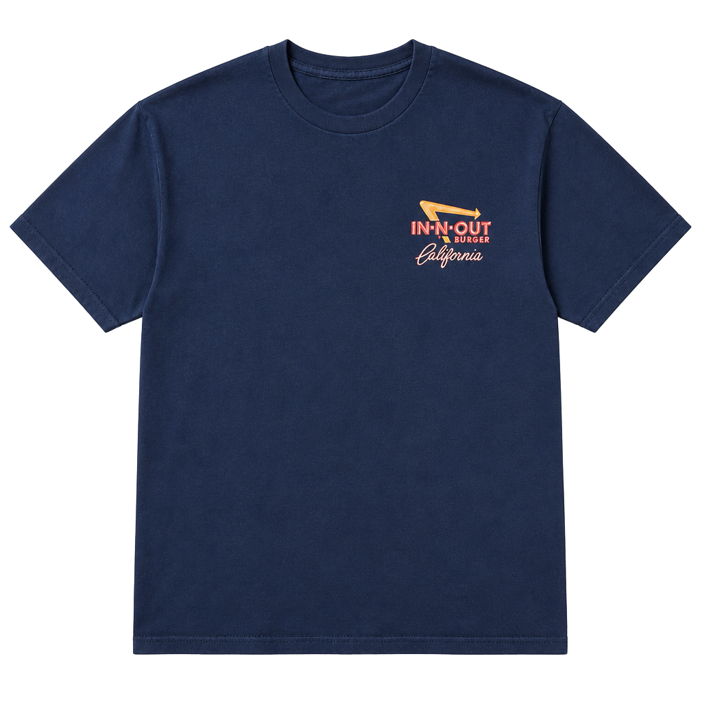 In-N-Out Burger California Graphic T-Shirt Navy Blue Classic Muscle Cars 1