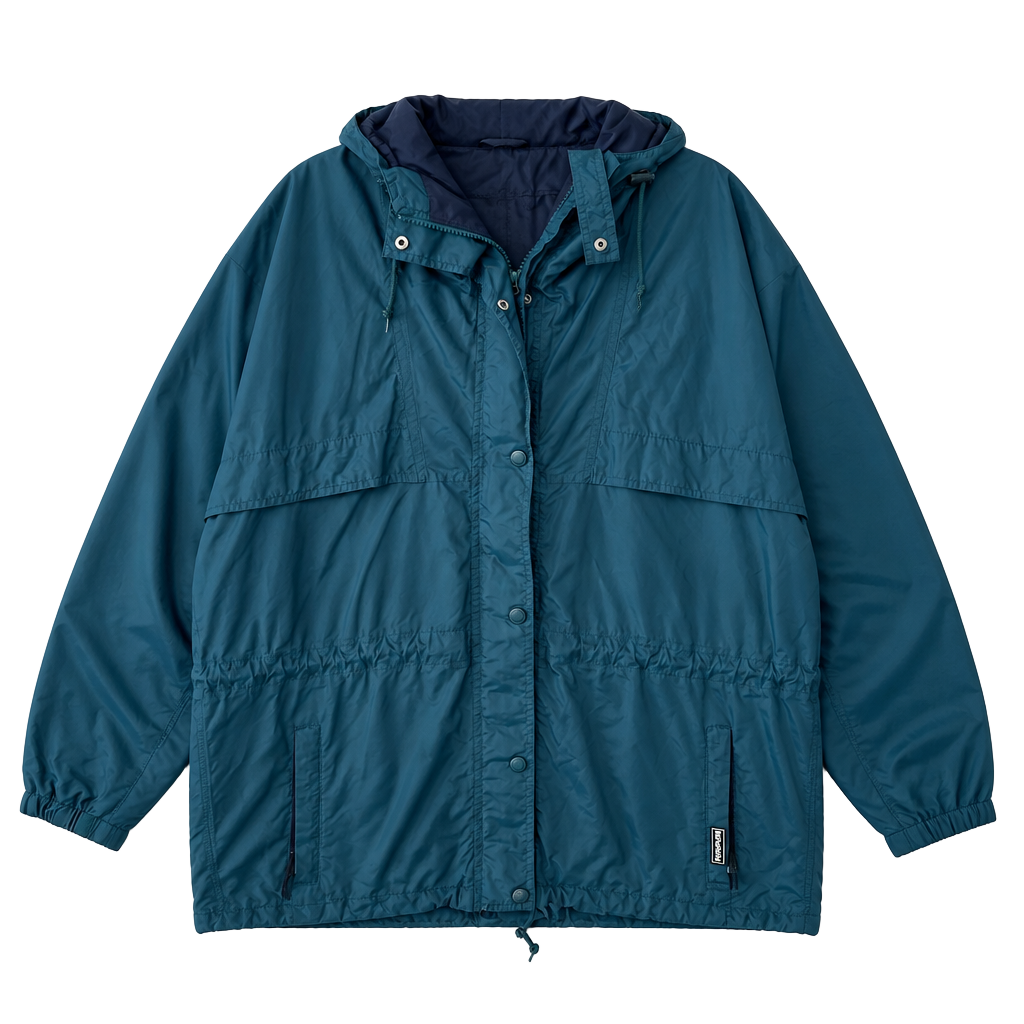 Vintage Helly Hansen Packable Jacket S Blue Windbreaker Zip Pockets Lined Hooded 1