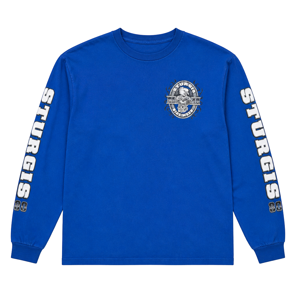 Sturgis 2010 70th Annual Bike Week Blue Long Sleeve Shirt Eagle Engine Graphic 1