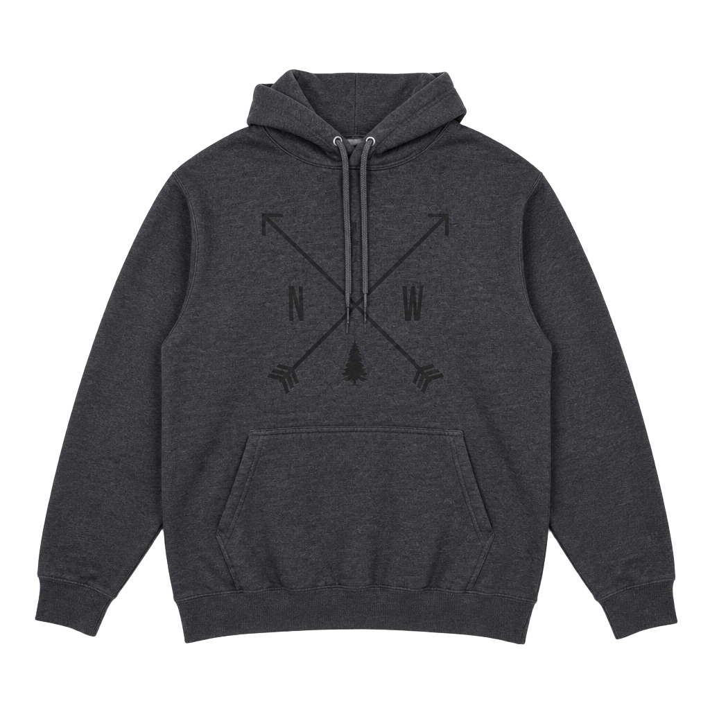 The Northwest Store PNW Crossed Arrows Pine Tree Hoodie Charcoal Grey 1