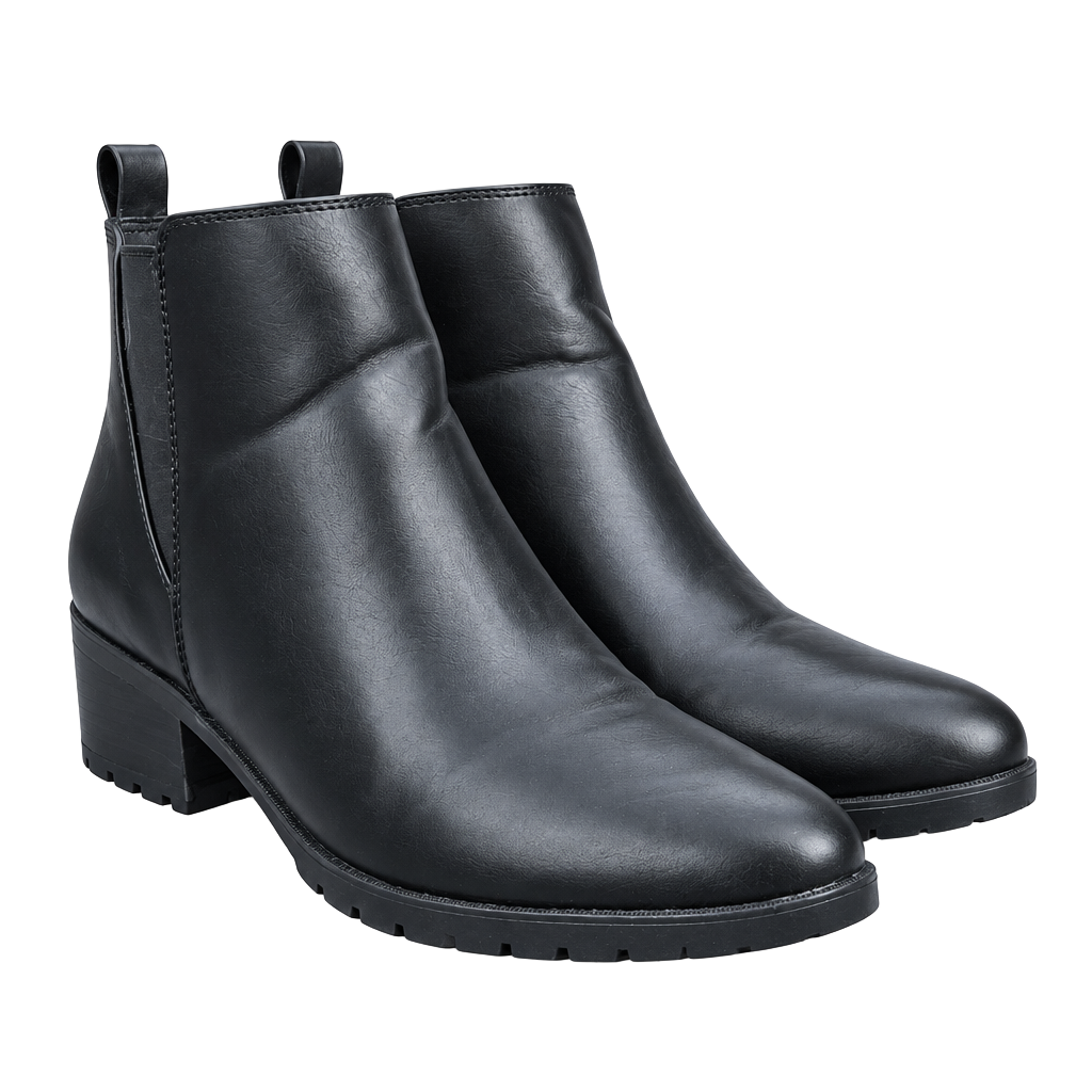 Black Faux Leather Chelsea Ankle Boots 1