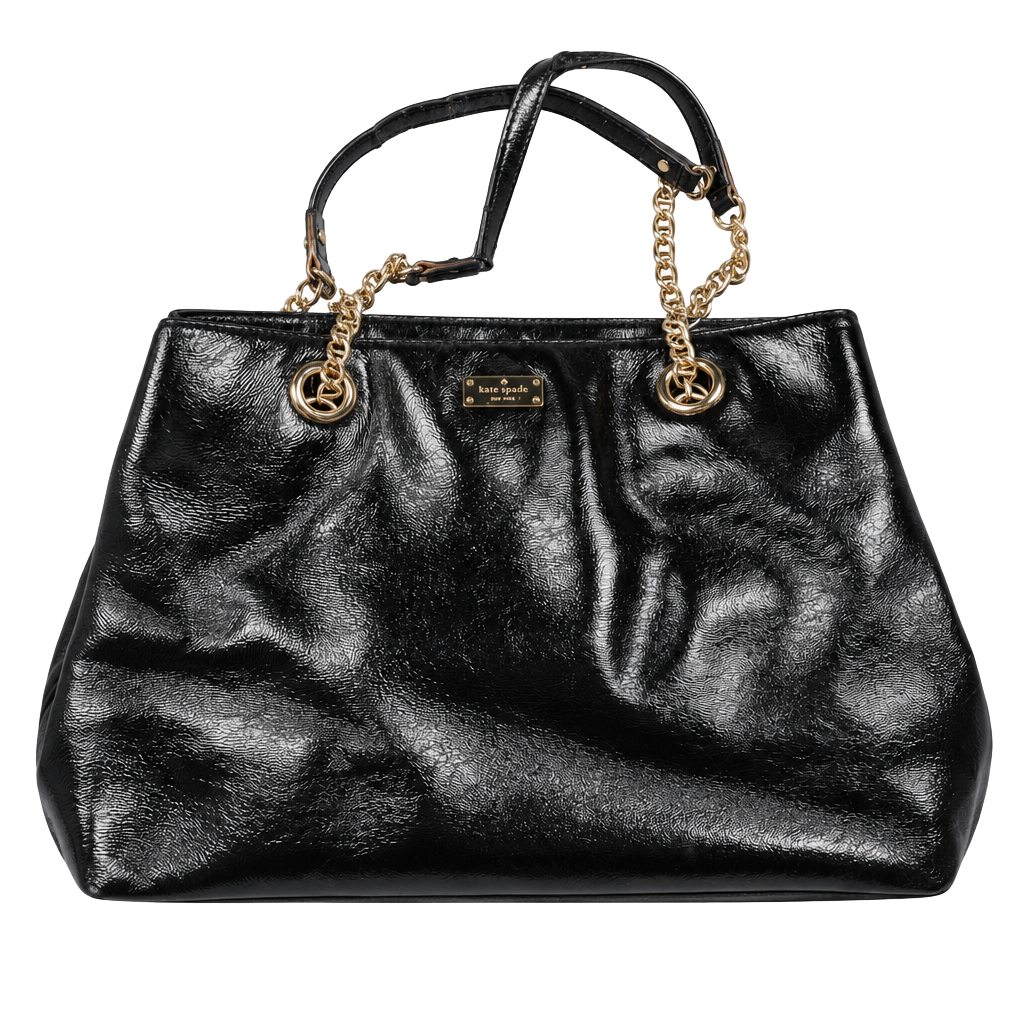 Kate Spade Patent Leather Chain-Link Tote Black 1