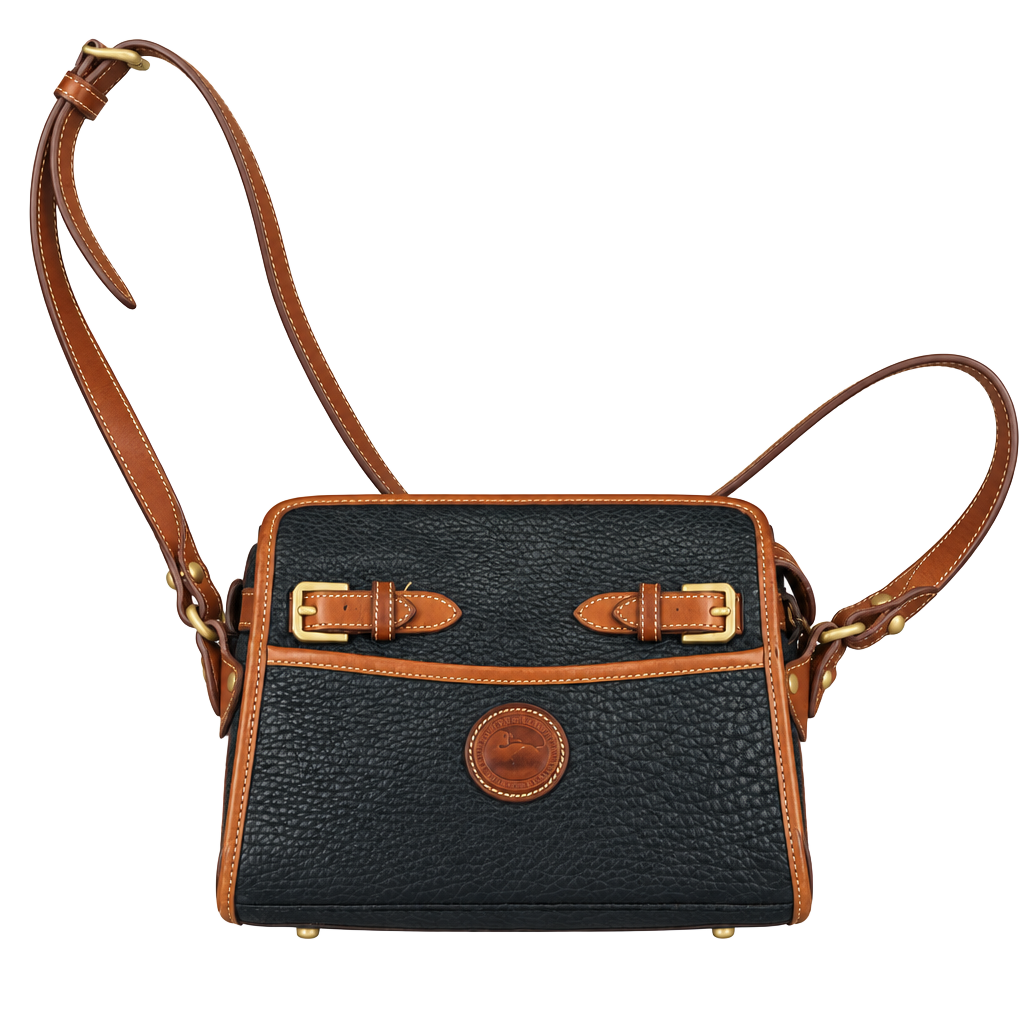 Dooney & Bourke Vintage Pebbled Leather Crossbody Bag Black Brown 1