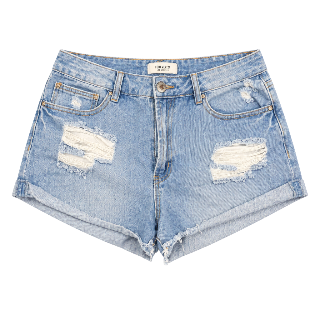 Forever 21 Denim Shorts Distressed Rolled Cuffed 1