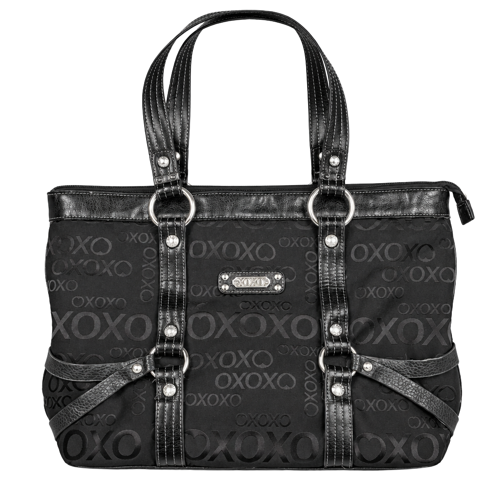XOXO Black Monogram Jacquard Tote Handbag Y2K 1