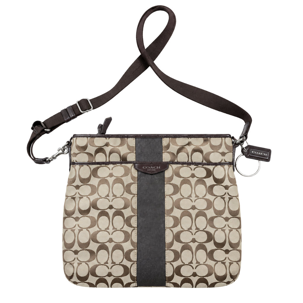 Coach Signature C Brown Canvas Crossbody Bag 1