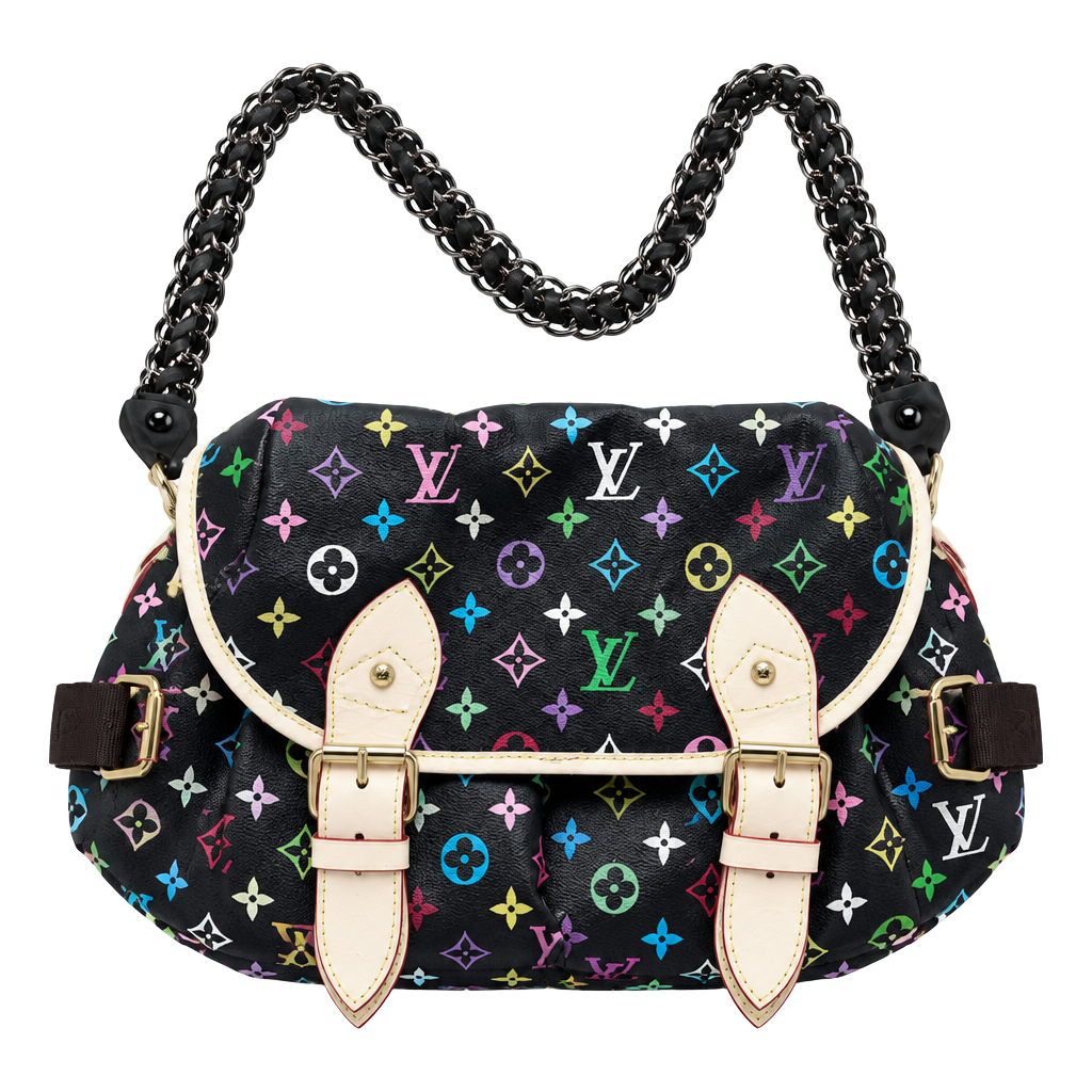 Louis Vuitton Monogram Multicolor Lodge PM Handbag Black 1