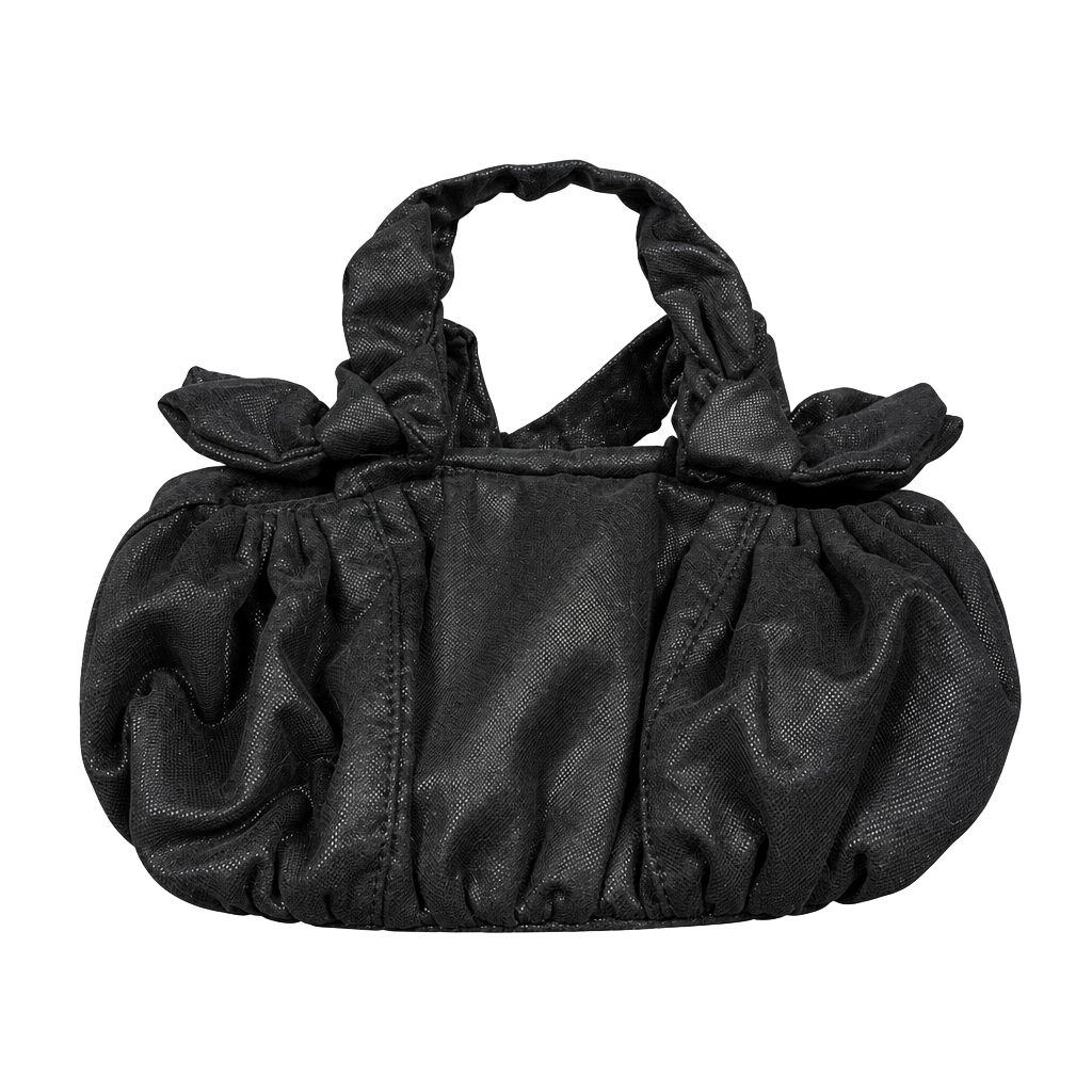 Brahmin Black Metallic Ruched Bow Handbag 1