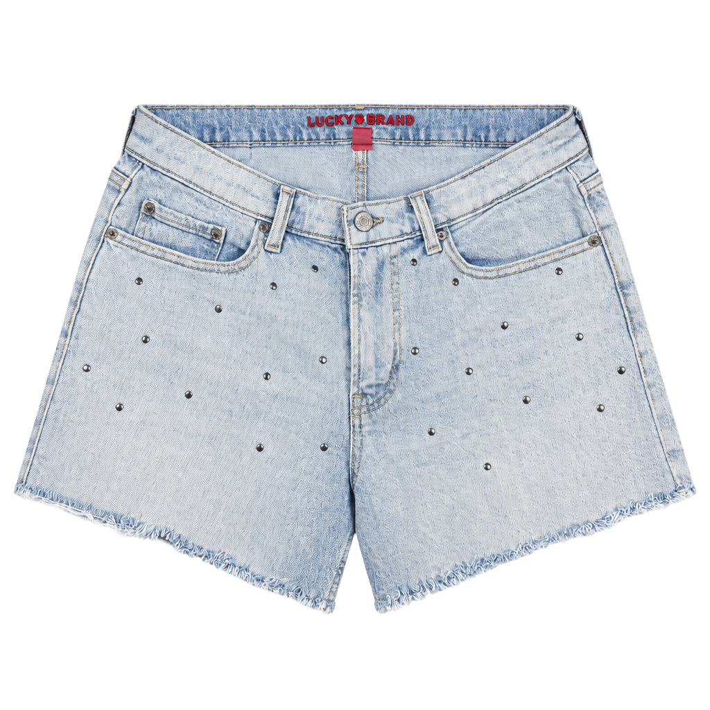Lucky Brand Denim Shorts Size 6/28 Light Wash Studded Cutoff 1