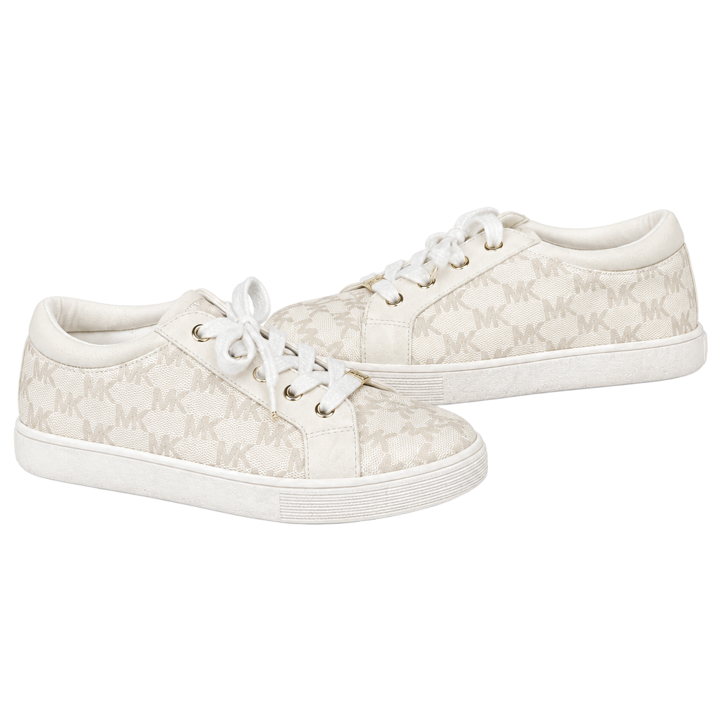 Michael Kors Finola Charm Sneakers Size 4 White Logo Canvas 1