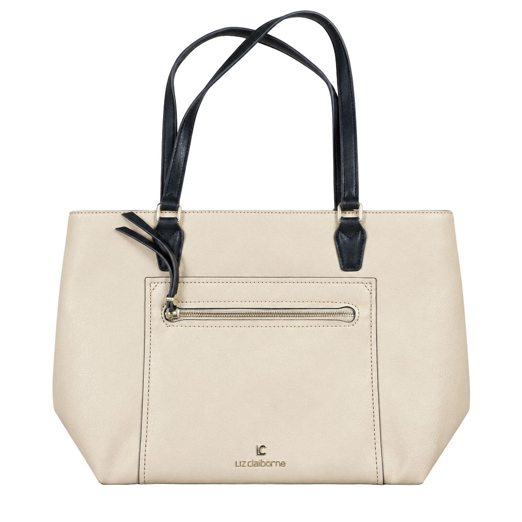 Liz Claiborne Jess Shopper Tote Bag Tan and Black 1