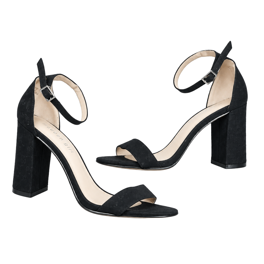 Madden Girl Beella Size 8 Black Suede Block Heel Sandals 1