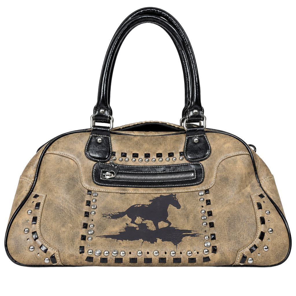 Montana West Horse Western Handbag Brown Studded Shoulder Bag 1