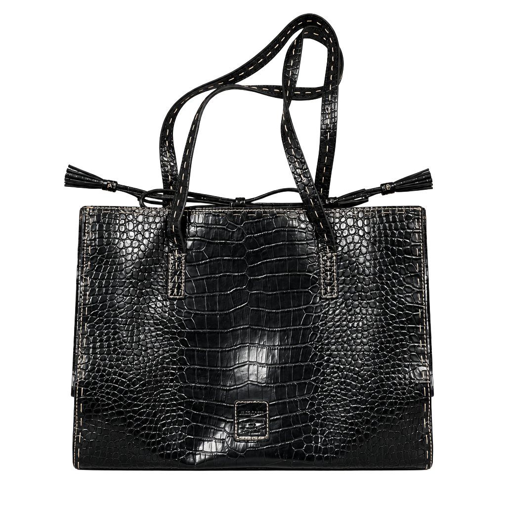 Liz Claiborne Black Croc Embossed Tote Bag 1