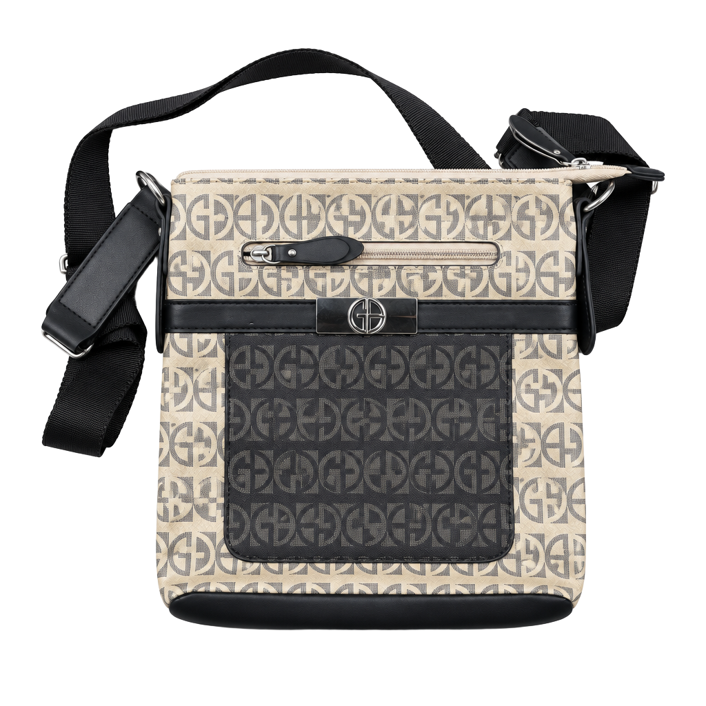 Giani Bernini Block Signature Crossbody Bag Beige Black 1