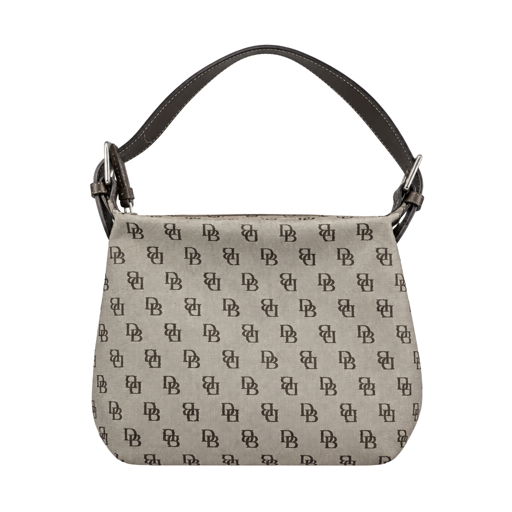 Dooney & Bourke Monogram Canvas Shoulder Bag Brown Y2K Handbag 1