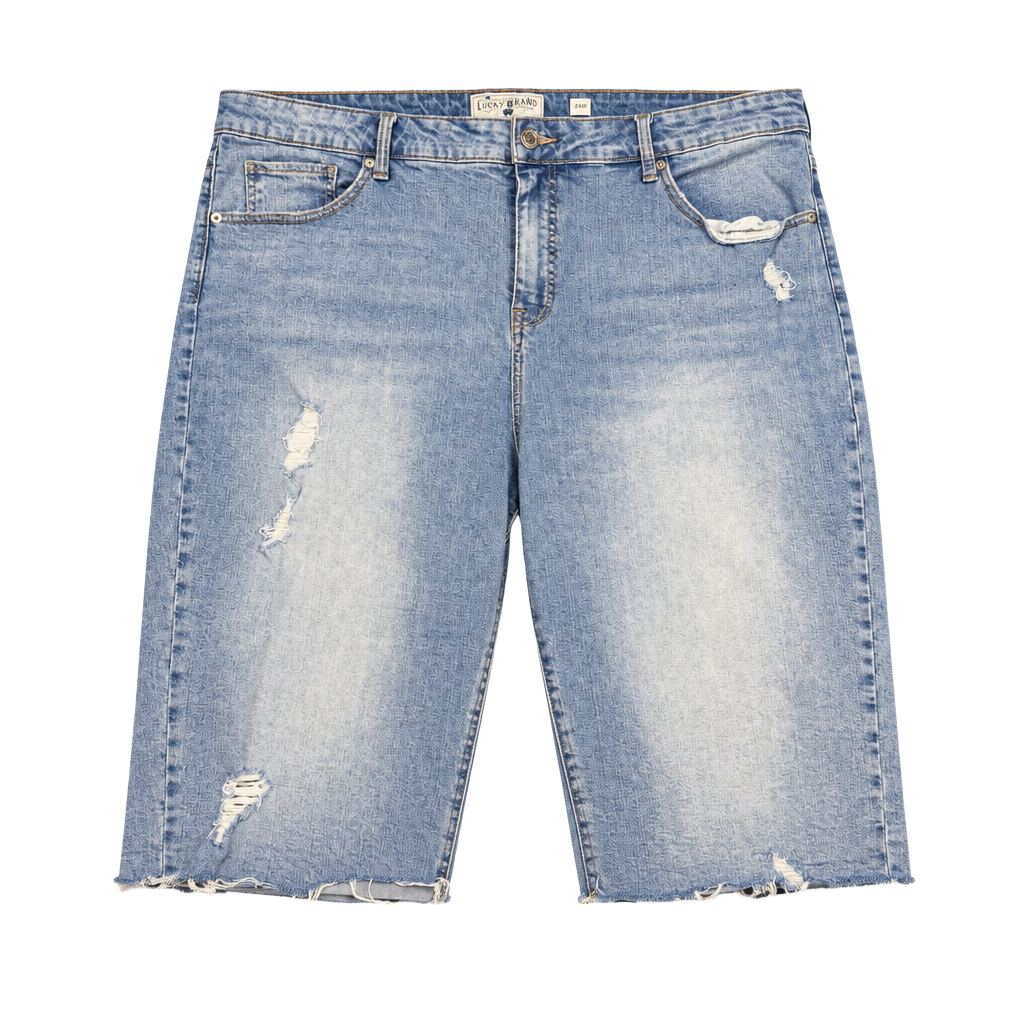 Lucky Brand Denim Shorts Size 24W Distressed Raw Hem Blue 1