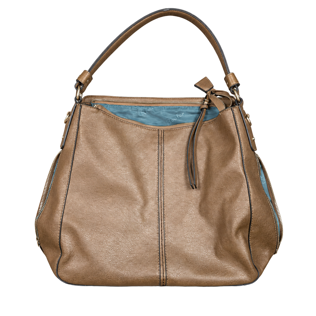 Realer Hobo Shoulder Bag Vegan Leather Brown 1