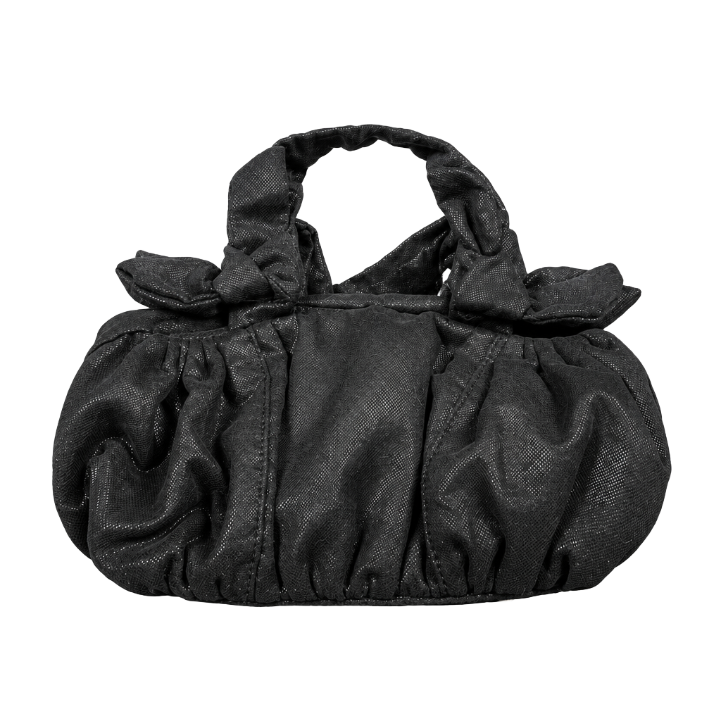 SR Squared by Sondra Roberts Black Shimmer Ruffle Handbag 1