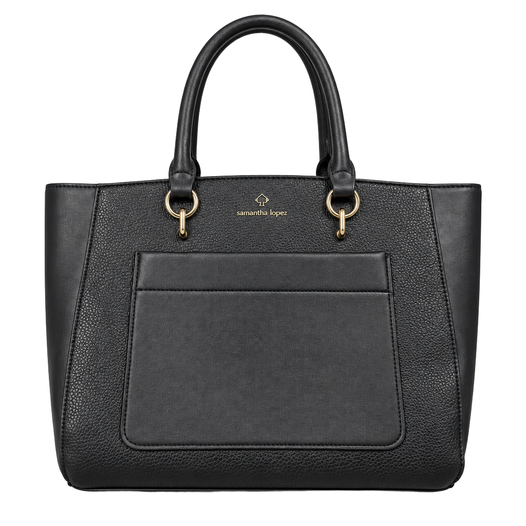 Nanette Lepore Black Pebbled Faux Leather Tote Handbag 1