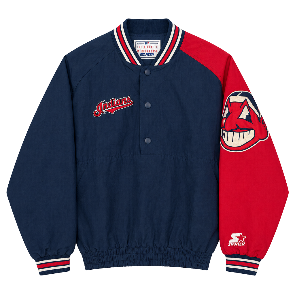Vintage Starter Cleveland Indians Pullover Jacket Size L 1