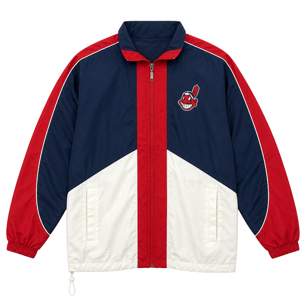 Vintage 1990s Cleveland Indians Starter Mens M Windbreaker Jacket Chief Wahoo 1
