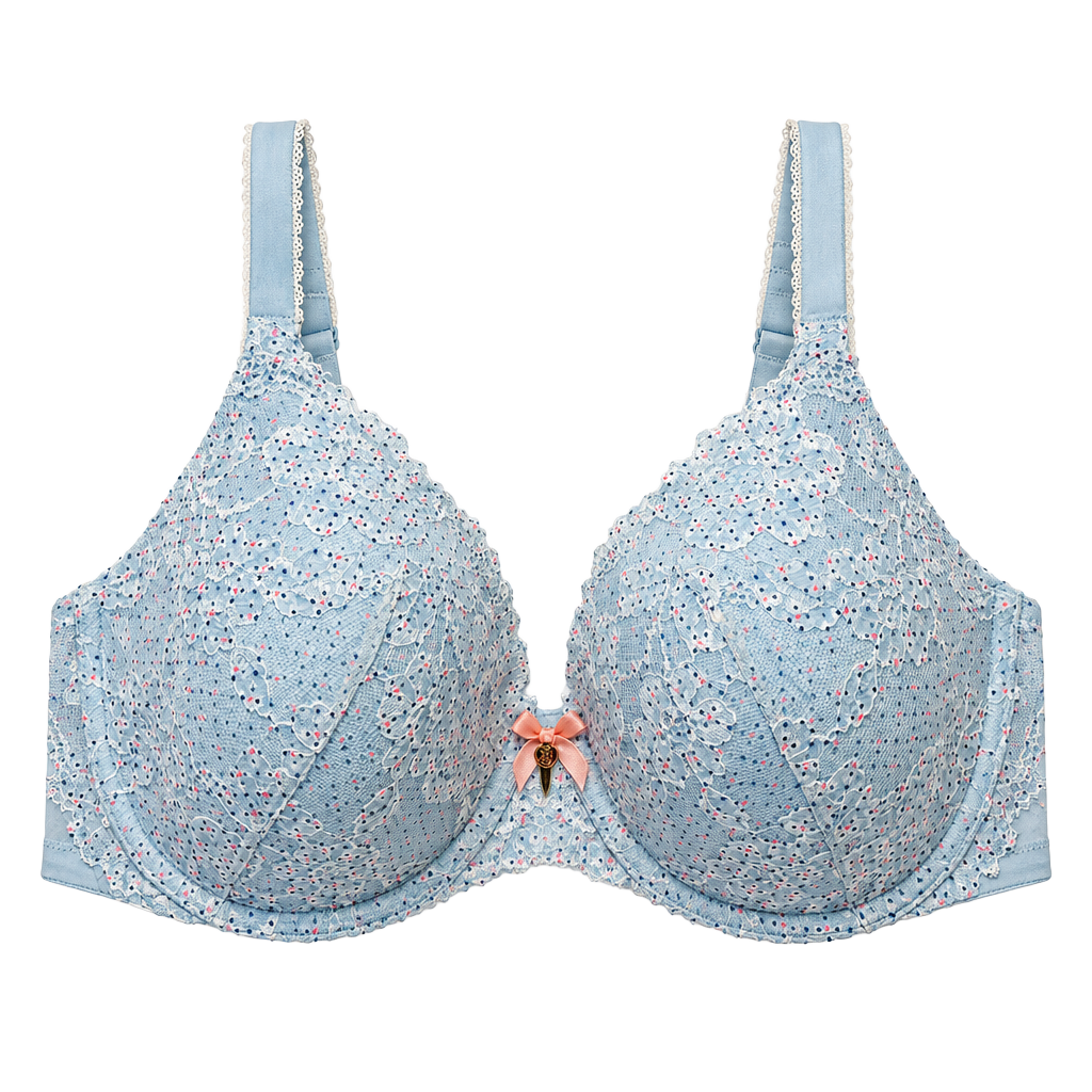 Victoria's Secret Underwire Bra Blue Lace Polka Dot Size 40DD 1